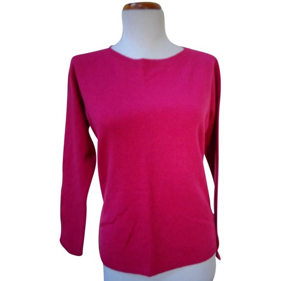 TALBOTS Cranberry 100% Cashmere Round Neck Sz S - Picture 1 of 8